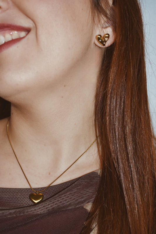 Collar Corazón Eterno Acero Baño Oro