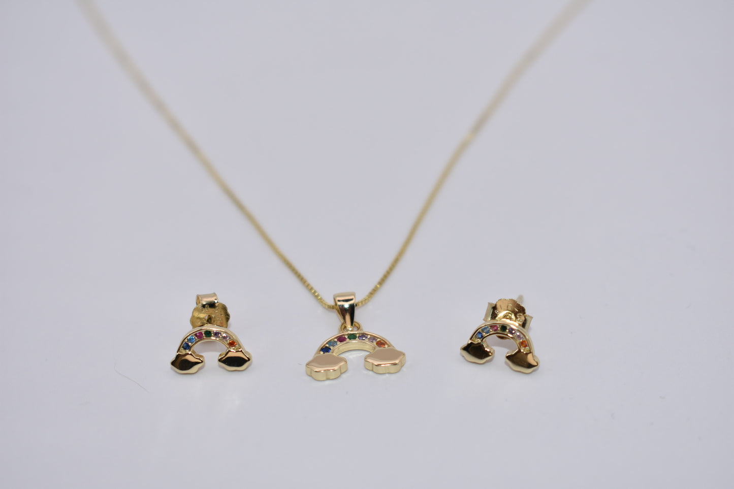 Pendientes Arcoíris Dorado Plata Baño Oro
