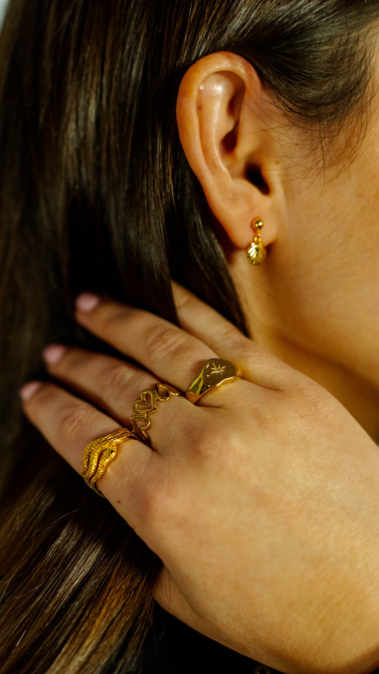 Anillo Halo Dorado Acero Baño Oro