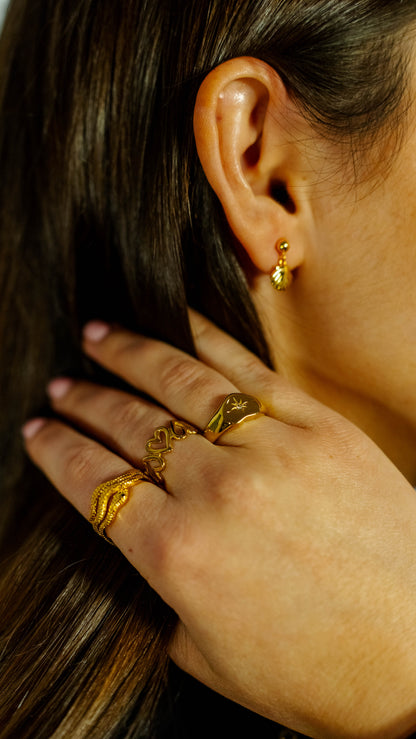 Anillo Halo Dorado Acero Baño Oro