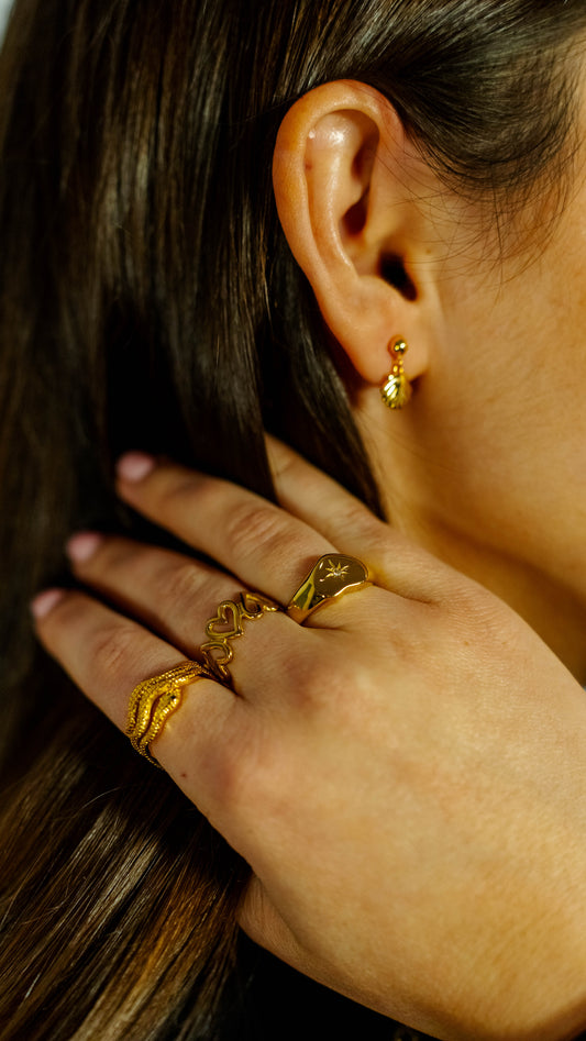 Anillo Halo Dorado Acero Baño Oro