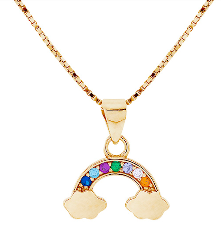 Colgante arcoiris plata de ley 925 bañada en oro 18k, colgante diario, colgante con luz propia, cómodo, duro.