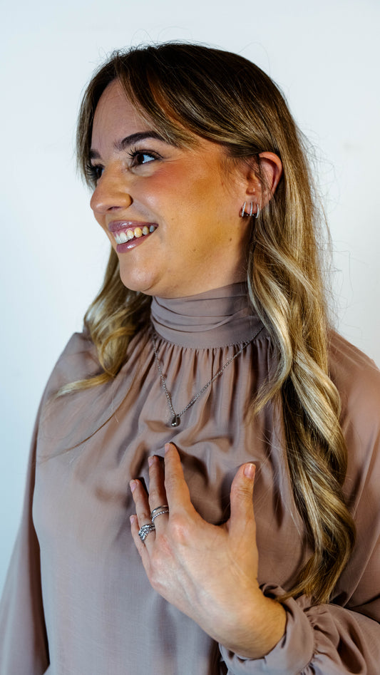 Collar Gota Plateado Acero