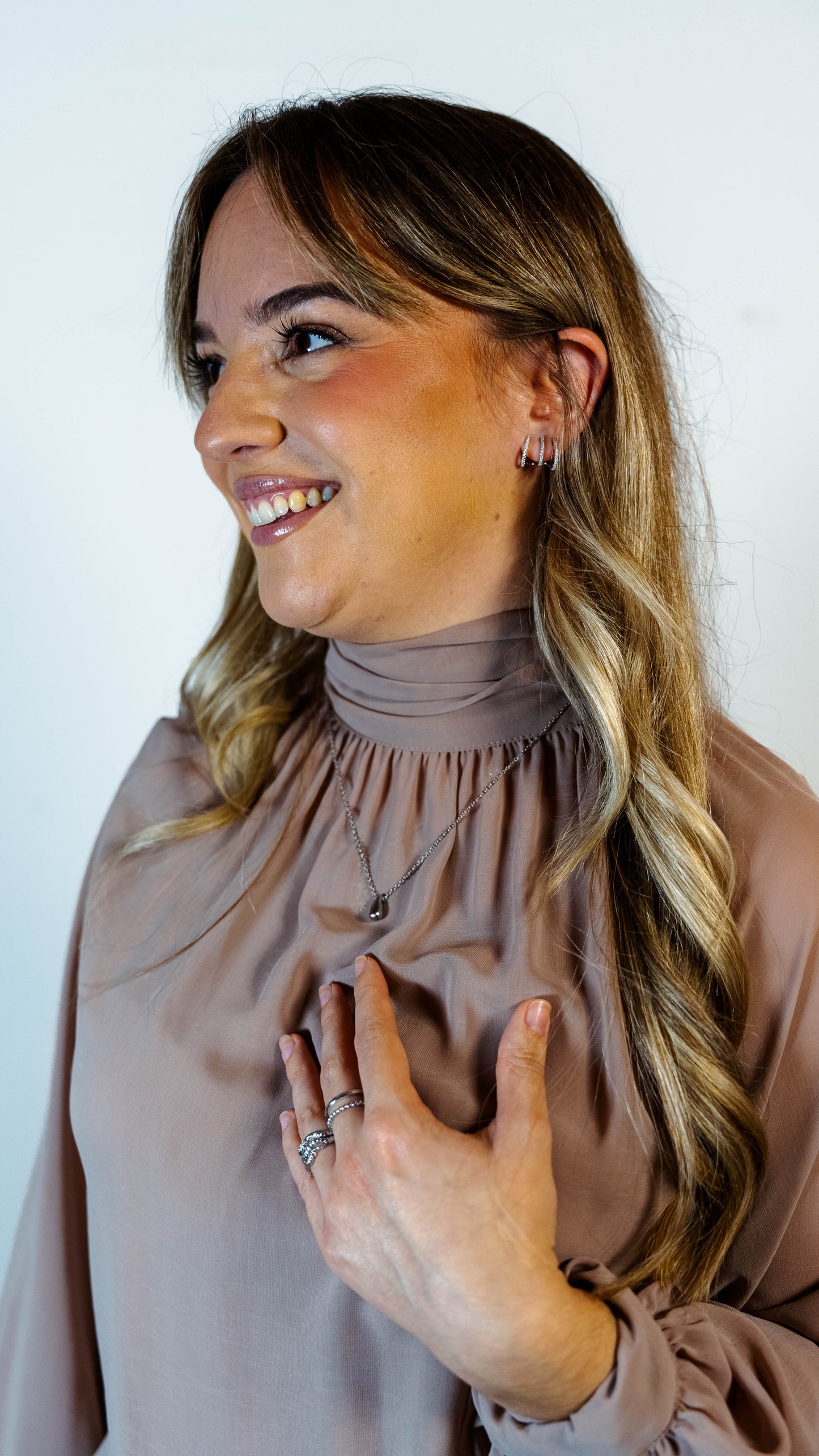 Collar Gota Plateado Acero