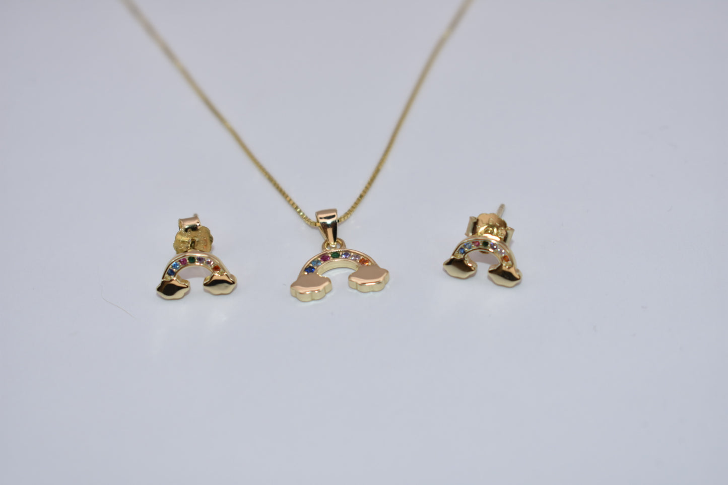 Colgante Arcoíris Plata Baño Oro