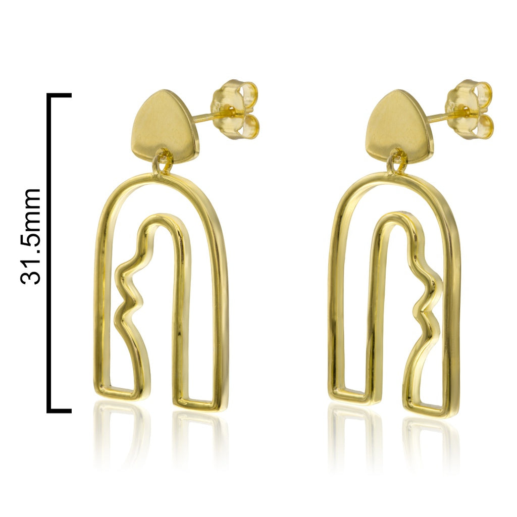 Pendientes Aura plata de ley 925 bañada en oro 18k, joyas duraderas, joyas para regalar.