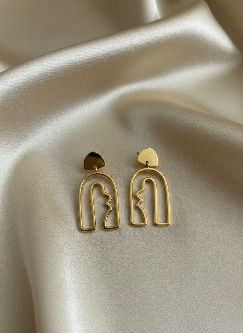 Pendientes Aura plata de ley 925 bañada en oro 18k, joyas duraderas, joyas para regalar.