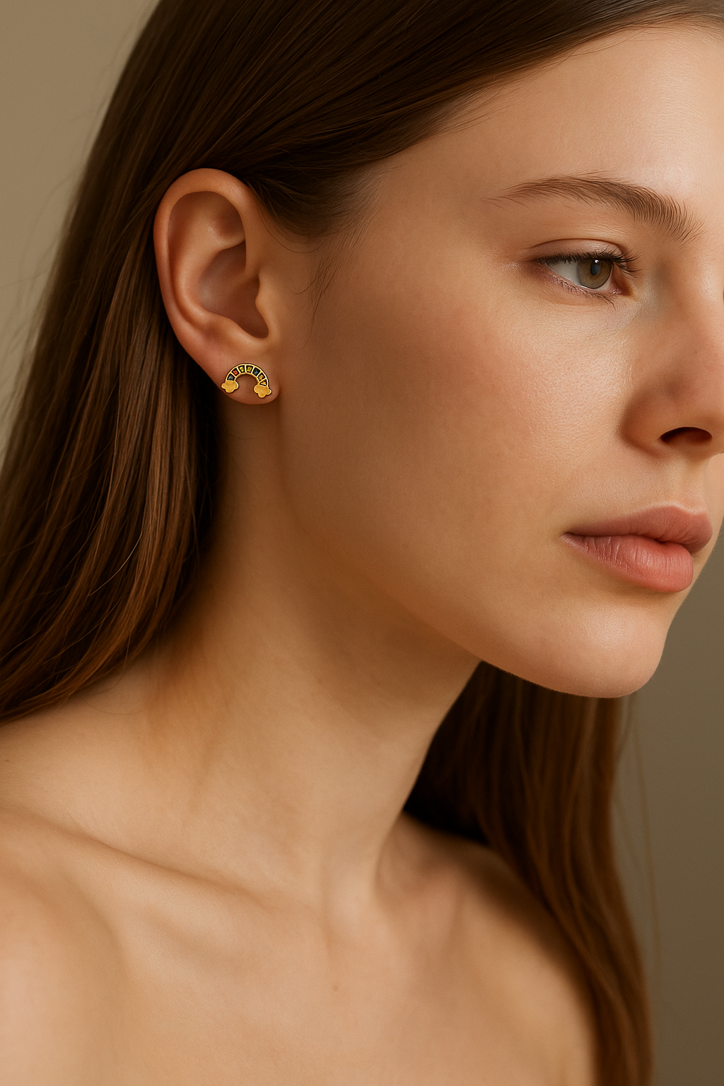 Piercing arcoiris plata de ley 925 bañado en oro 18 k