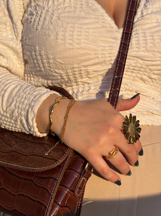 Pulsera Arena Acero Baño Oro