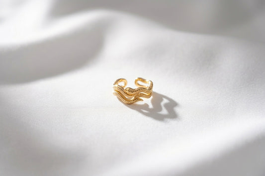 Anillo Serpiente Plata Baño Oro