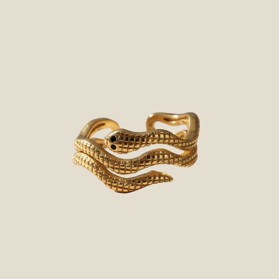 Anillo de serpiente plata de ley 925 bañada en oro 18k, anillo talla universal, anillo abierto