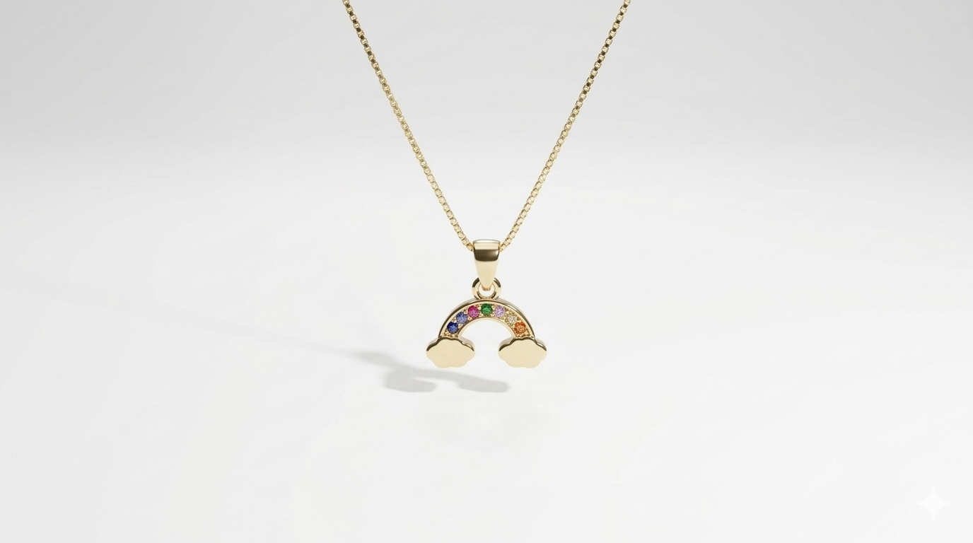 Colgante Arcoíris Plata Baño Oro