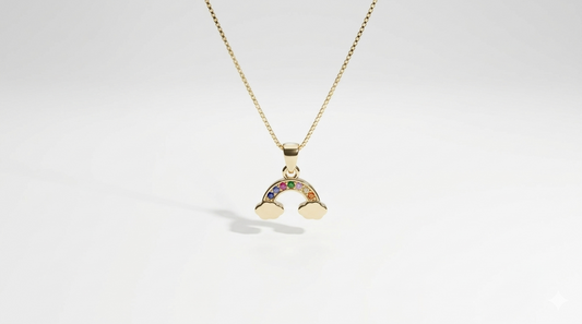 Colgante Arcoíris Plata Baño Oro