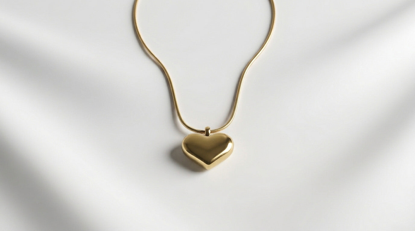 Collar Corazón Eterno Acero Baño Oro