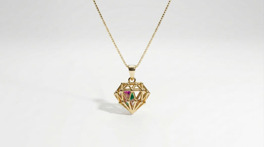 Colgante Diamante Eterno Plata Baño Oro