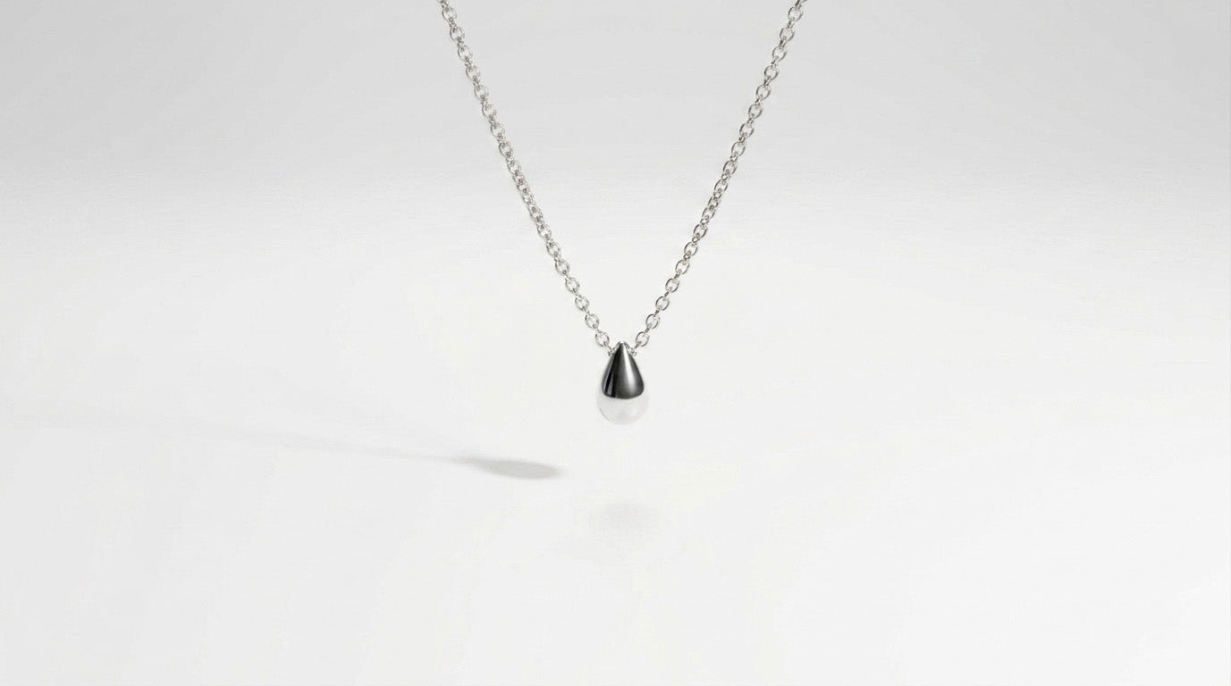 Collar Gota Plateado Acero