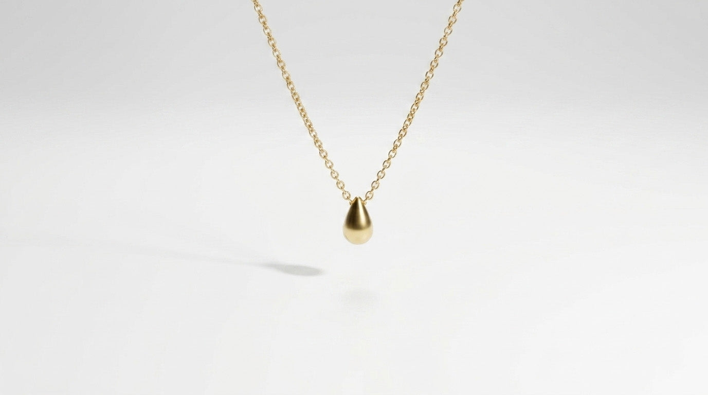 Collar Gota Dorado Acero Baño Oro