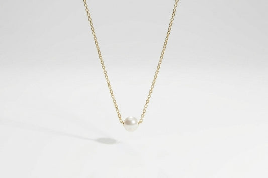 Collar Nácar Acero Baño Oro