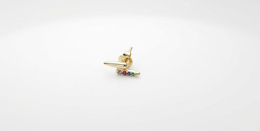 Pendiente suelto Rayo Multicolor Plata Baño Oro