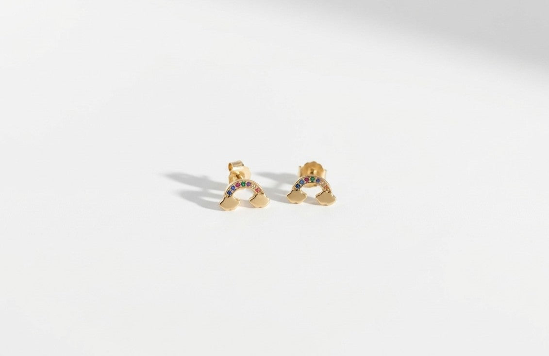 Pendientes Arcoíris Dorado Plata Baño Oro