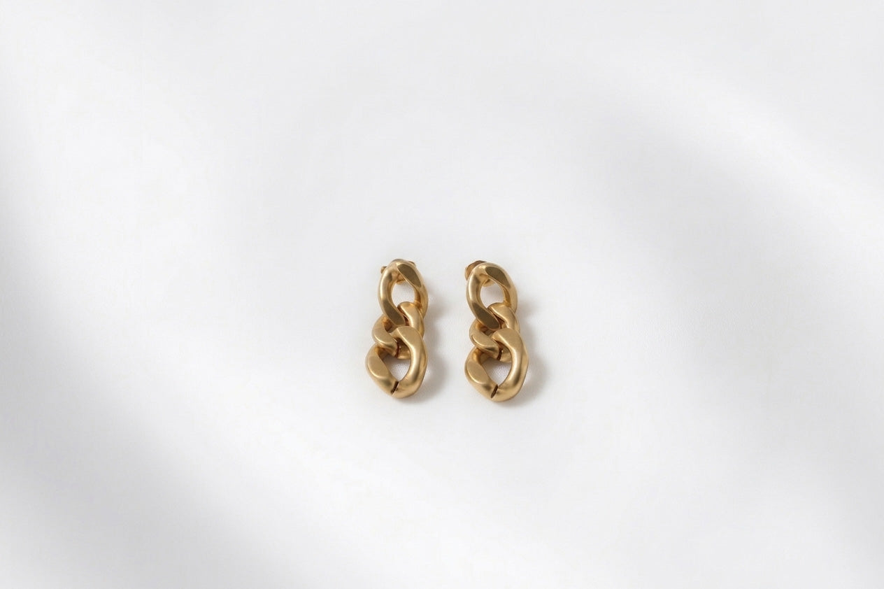 Pendientes Cadena Triple Acero Baño Oro